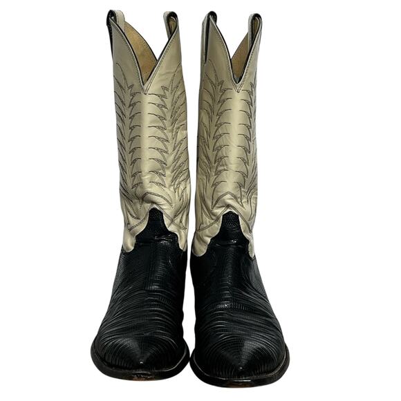 Vintage Justin Style #K5646 Leather Lizard Skin Cream  Western Cowboy Boots 11 D - Picture 4 of 9